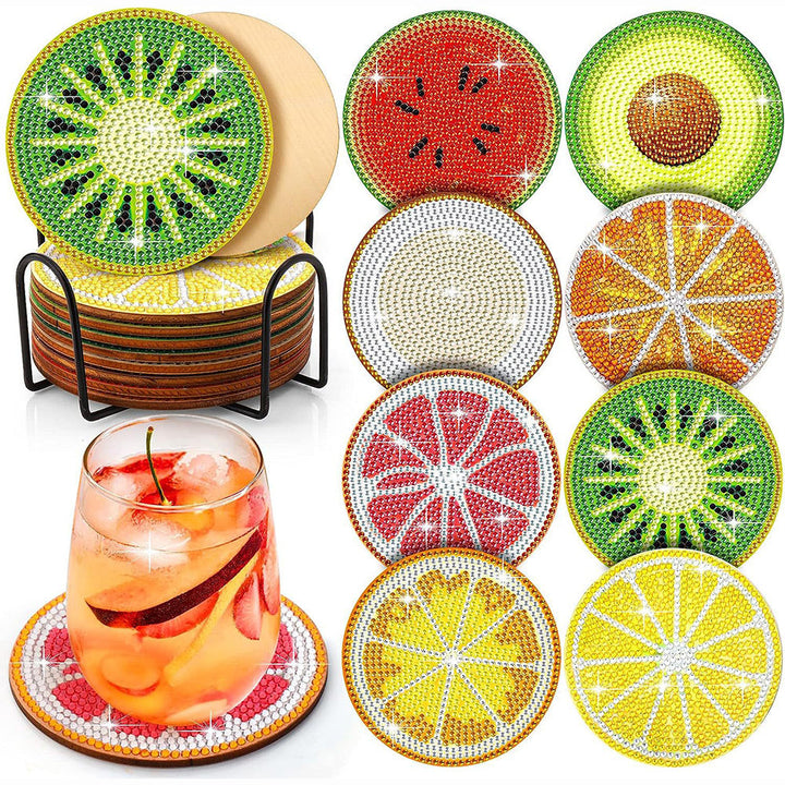 Zomerfruit Diamond Painting Onderzetters 8 Stuks