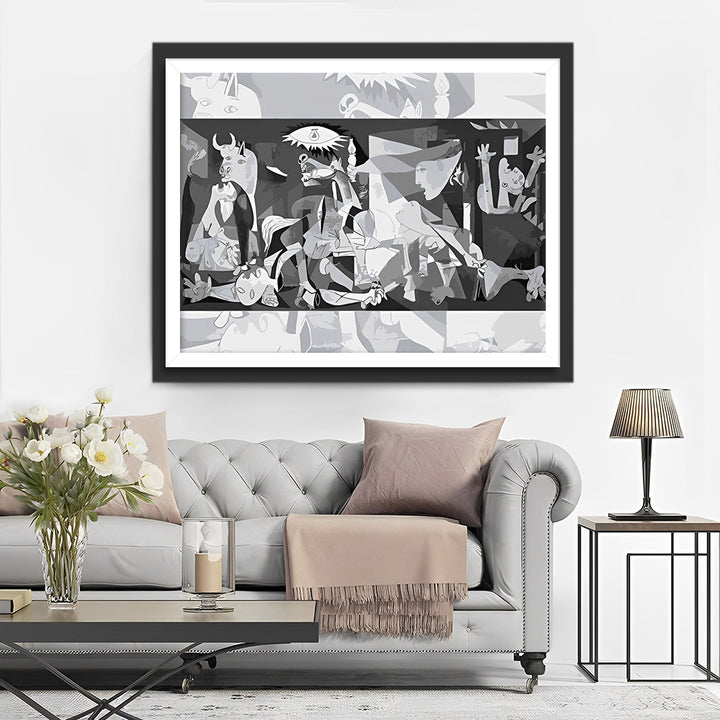 Zwart-witte Abstracte Kunst Diamond Painting