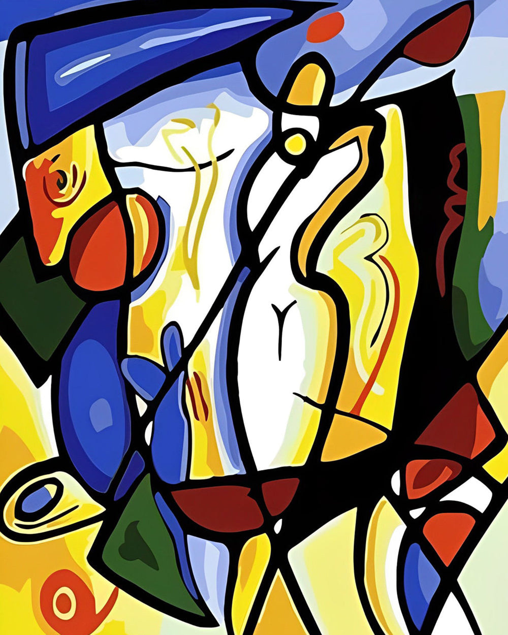 Abstracte Vrouw die Golf Speelt in Picasso-Stijl Diamond Painting