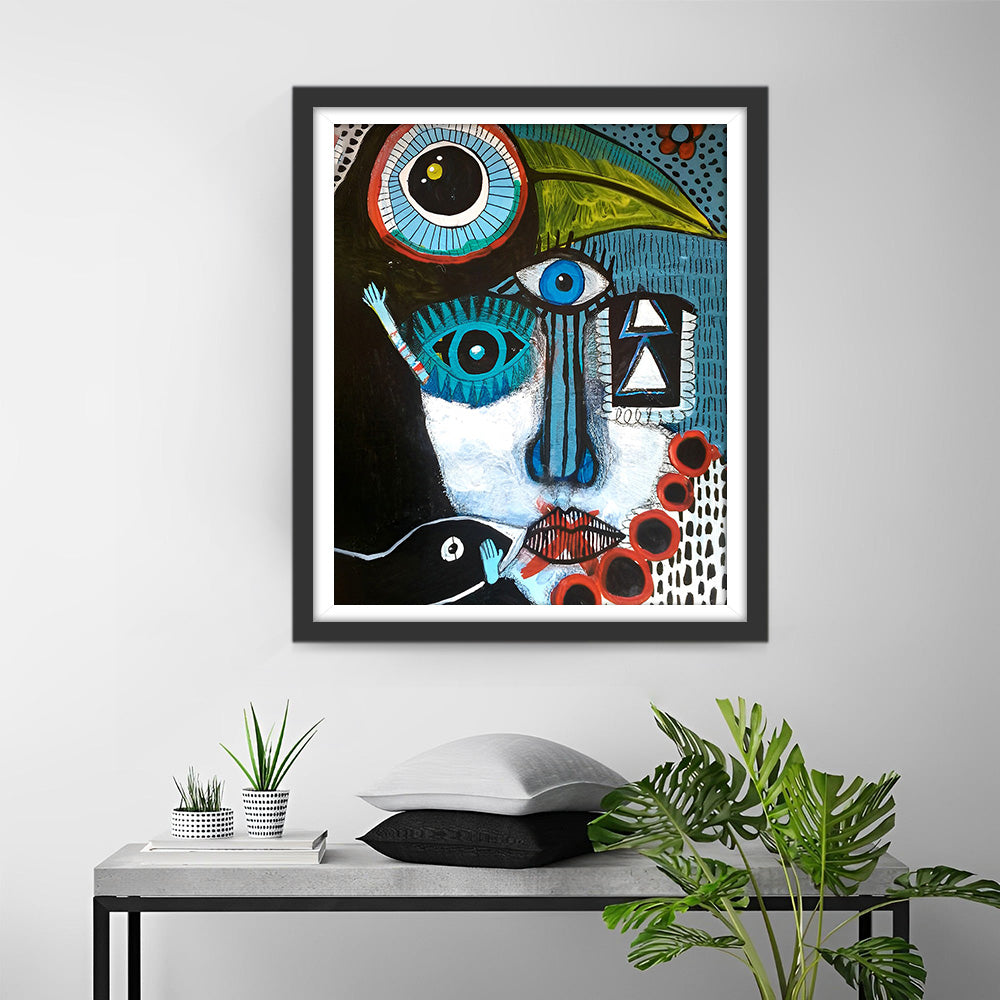 Abstracte Vrouw en Toekan Diamond Painting