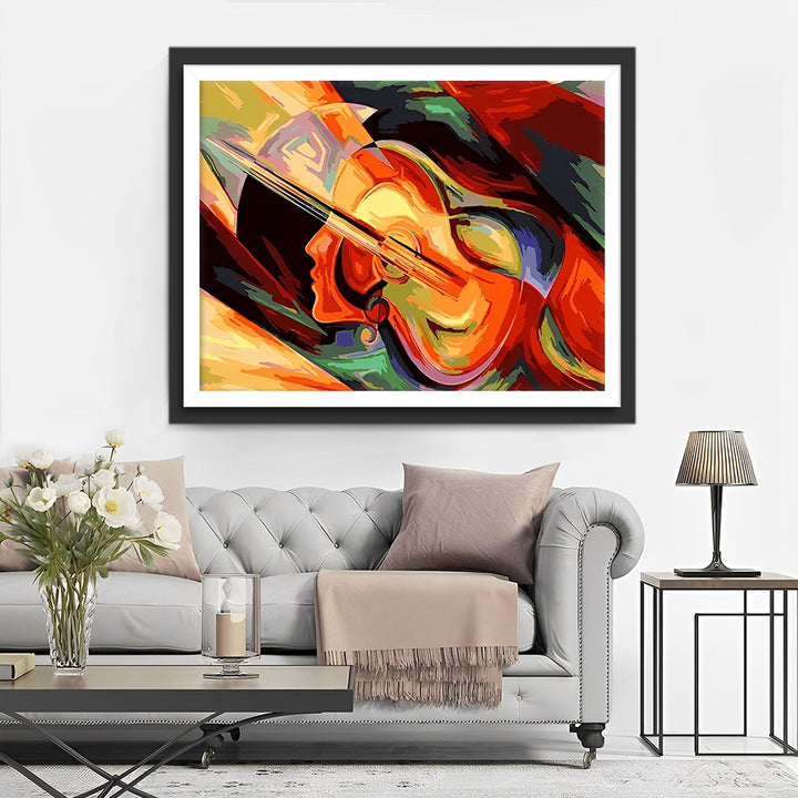 Abstracte Vrouw met Viool Diamond Painting