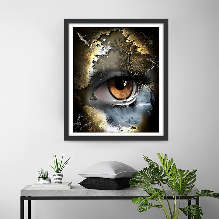 Abstracte Waterval in het Oog Diamond Painting