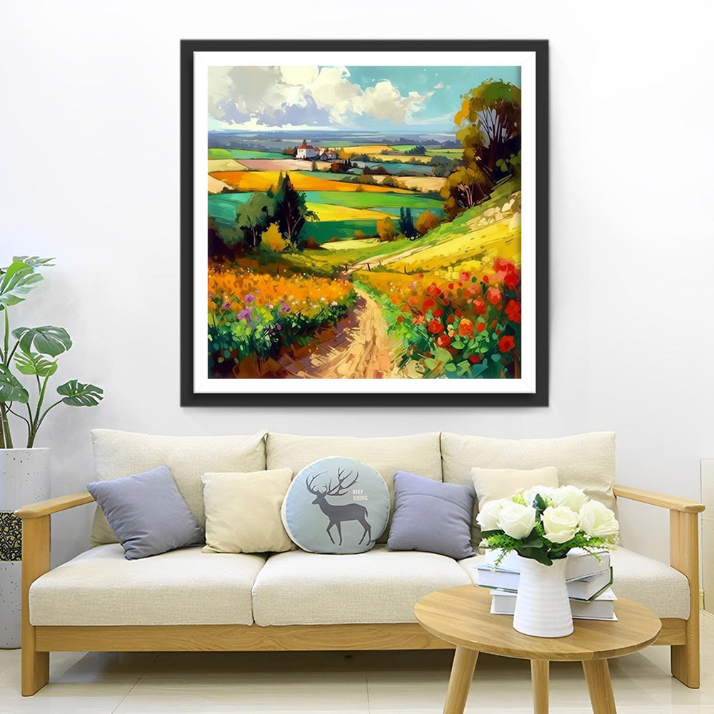 Akkerland in de Lente Diamond Painting