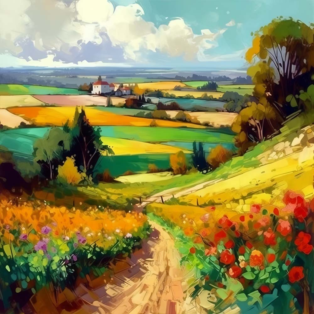 Akkerland in de Lente Diamond Painting