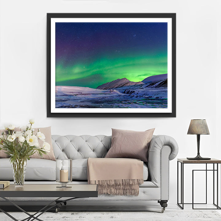 Bergen onder de Groene Aurora Diamond Painting