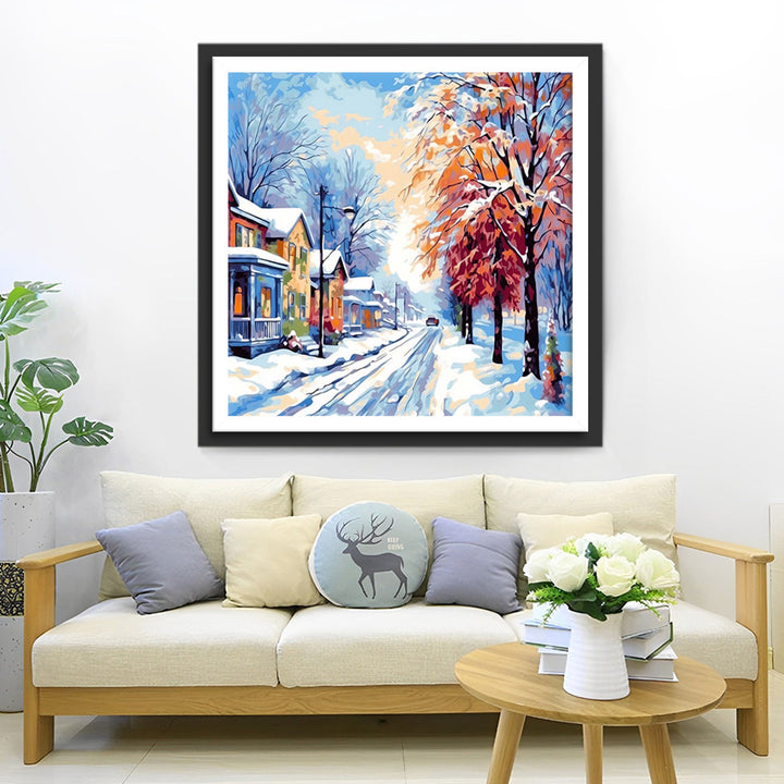 Besneeuwd Dorp Diamond Painting