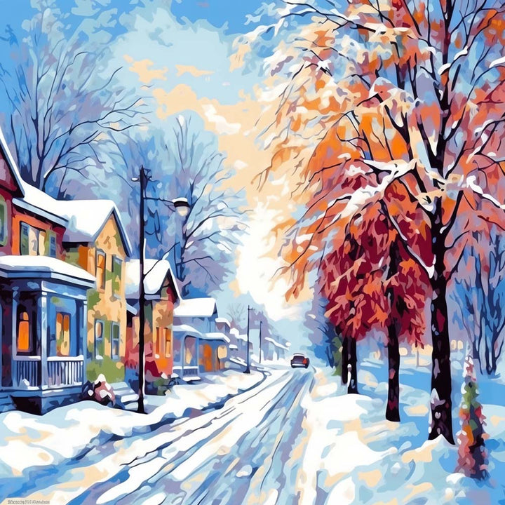 Besneeuwd Dorp Diamond Painting
