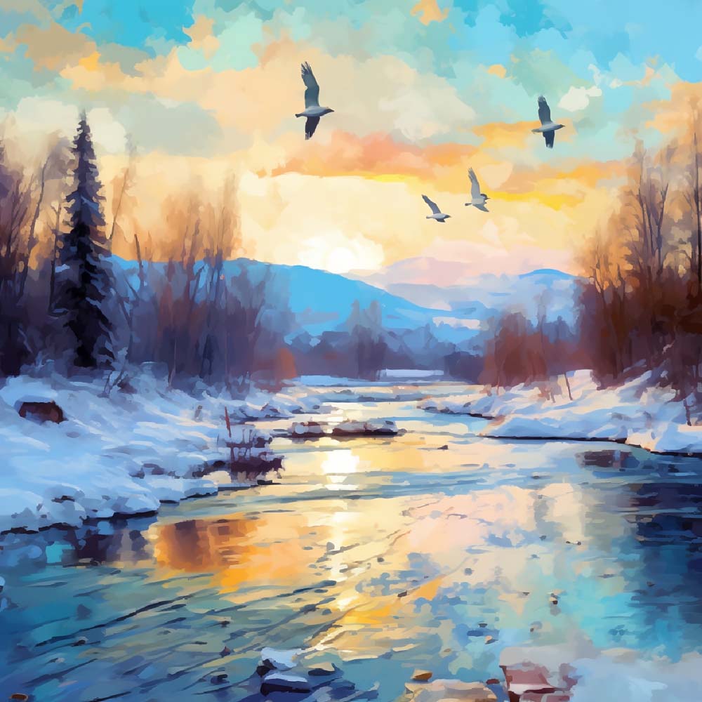 Besneeuwd Meer Diamond Painting