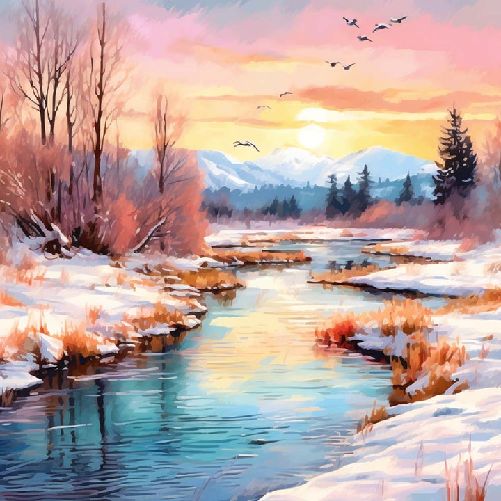 Besneeuwde Rivier Diamond Painting