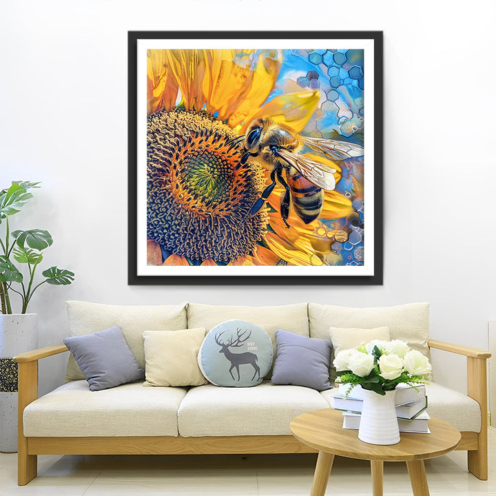 Bij op Zonnebloem Diamond Painting