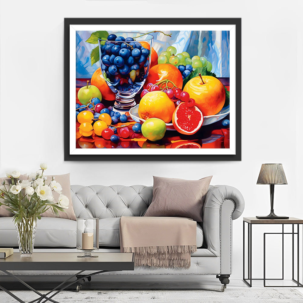 Blauwe Bessen in Glas Diamond Painting