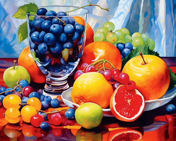 Blauwe Bessen in Glas Diamond Painting