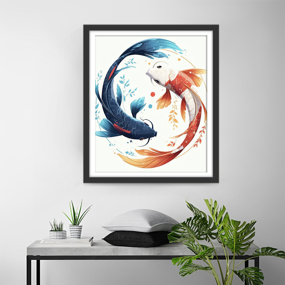 Blauwe en Rode Vis Diamond Painting