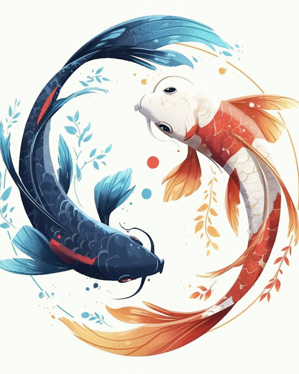 Blauwe en Rode Vis Diamond Painting