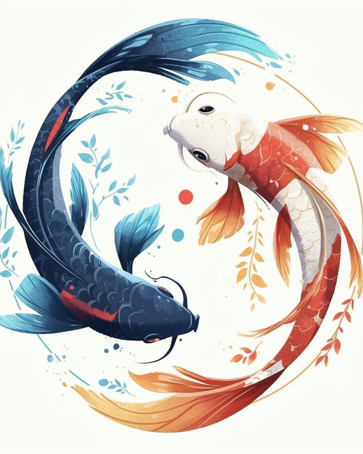 Blauwe en Rode Vis Diamond Painting