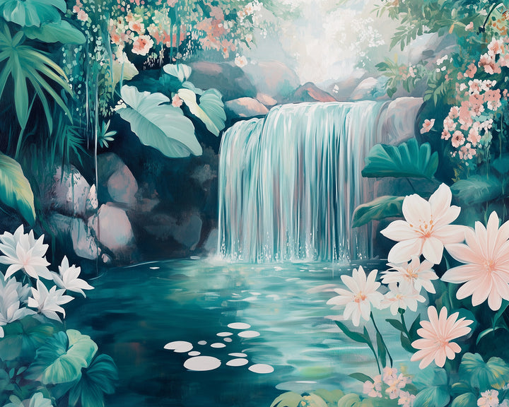 Bloemen bij Waterval Diamond Painting