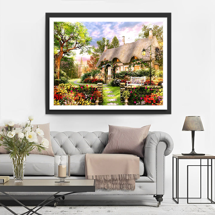 Bloemen en Chalet Diamond Painting