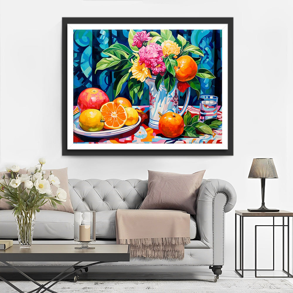 Bloemen en Sinaasappels Diamond Painting