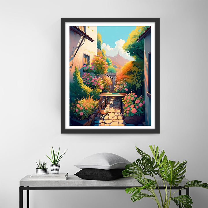 Bloemen in het Bloembed Buiten Diamond Painting