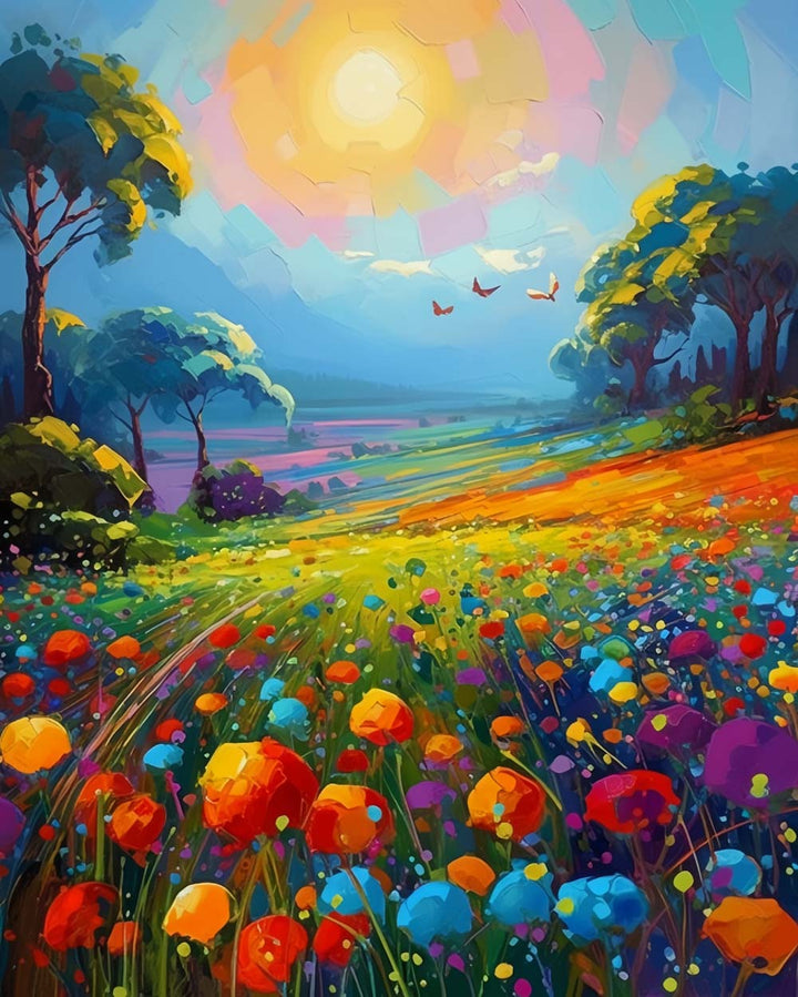 Bloemen in het Wilde Veld Diamond Painting