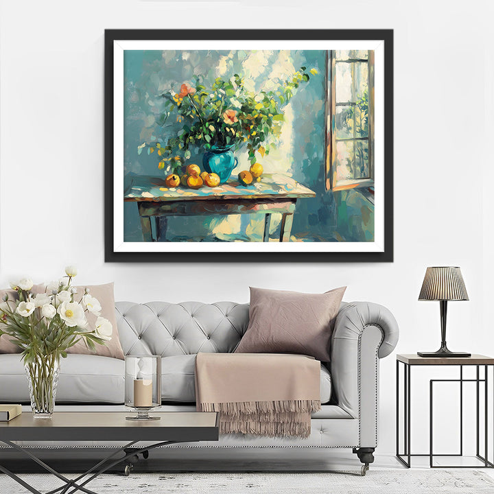 Bonsai en Fruit bij het Raam Diamond Painting