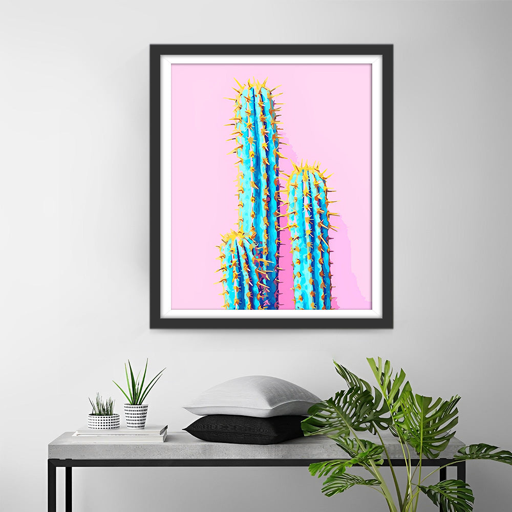 Cactussen op Roze Achtergrond Diamond Painting