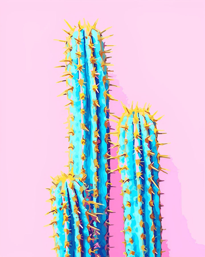 Cactussen op Roze Achtergrond Diamond Painting
