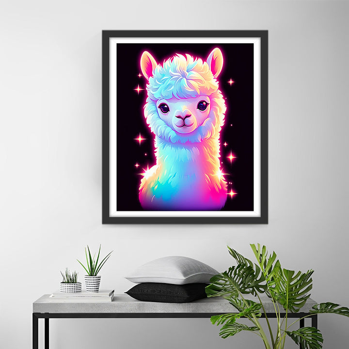 Cartoon Gloeiende Alpaca Diamond Painting