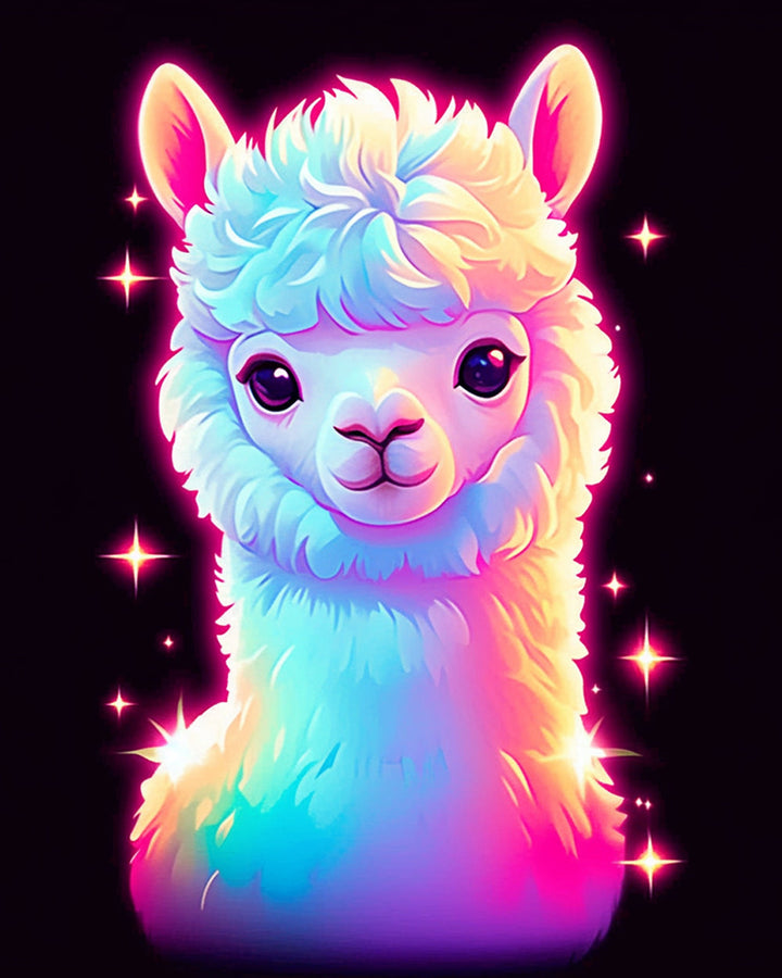 Cartoon Gloeiende Alpaca Diamond Painting