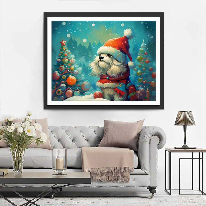 Cartoon Kerstbomen en Puppy Diamond Painting