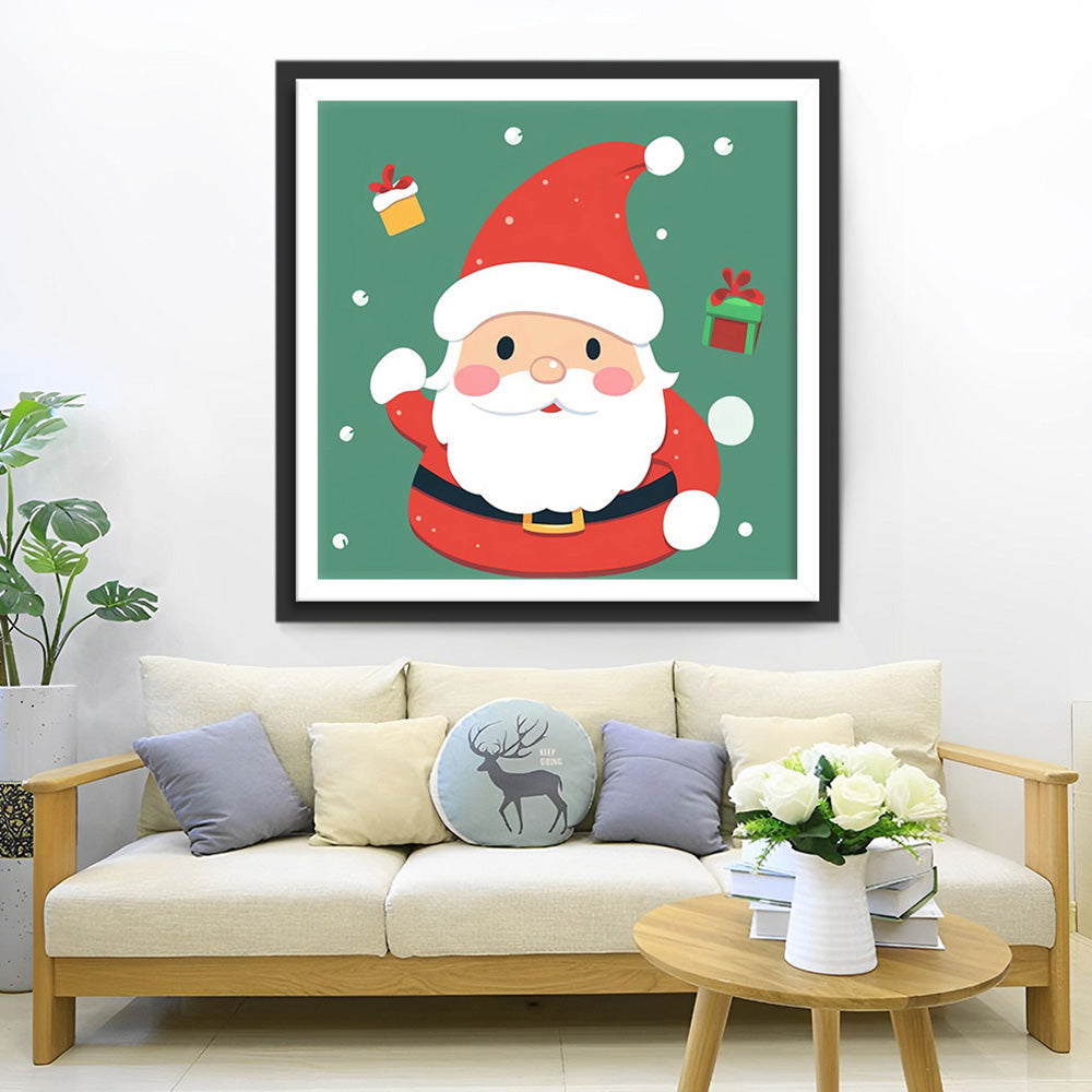 Cartoon Kerstman in Rode Kleding Diamond Painting