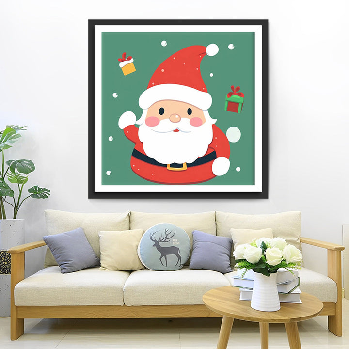 Cartoon Kerstman in Rode Kleding Diamond Painting