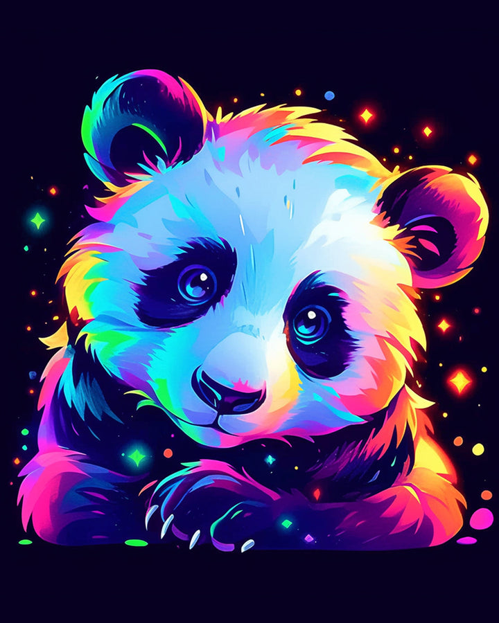 Cartoon Panda in het Donker Diamond Painting