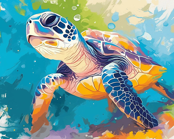 Cartoon Schildpad onder de Zee Diamond Painting