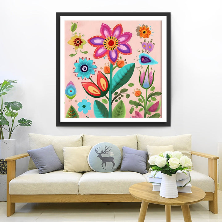 Cartoonbloemen Diamond Painting