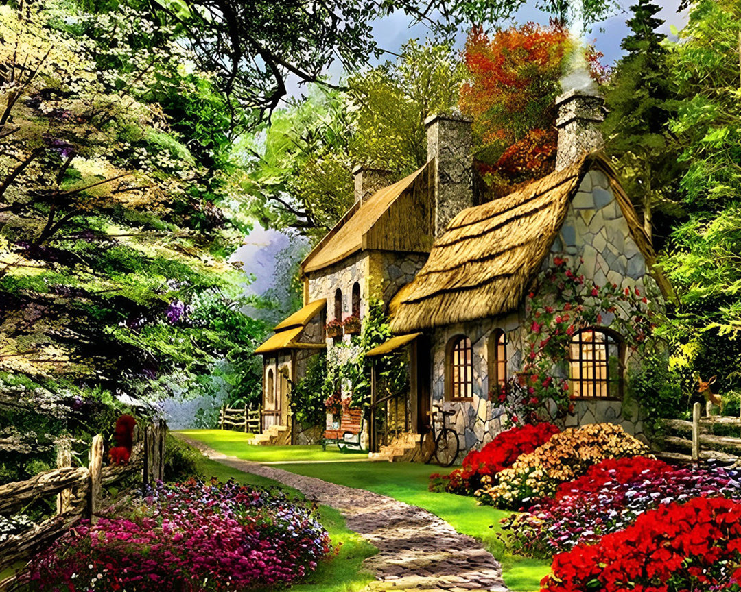 Chalet in het Bos Diamond Painting