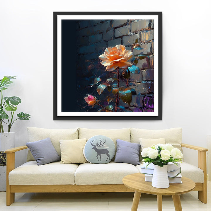 Champagne Roos in de Hoek Diamond Painting