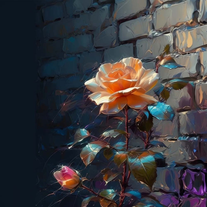 Champagne Roos in de Hoek Diamond Painting