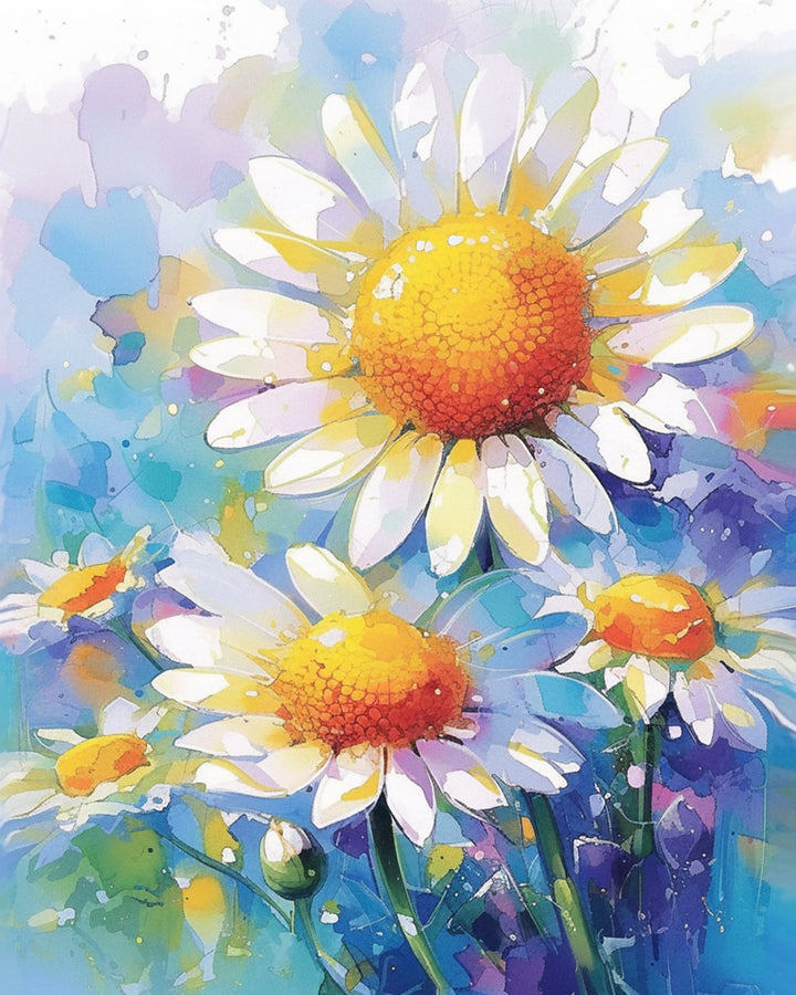 Chrysant in Olieverfstijl Diamond Painting