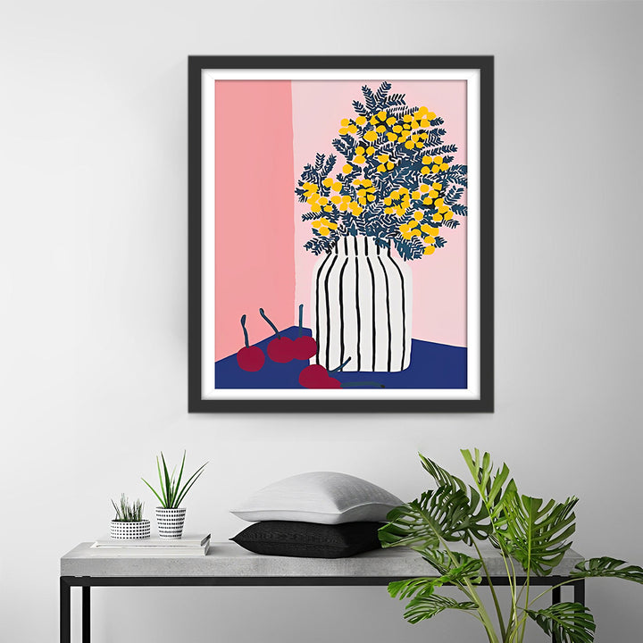 Citroenboom in Vaas en Rode Kersen Diamond Painting