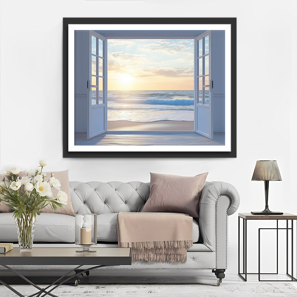 De Zee Buiten het Raam Diamond Painting