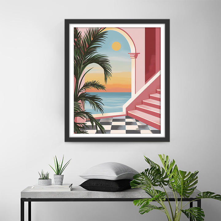 De Zee buiten het Roze Huis Diamond Painting