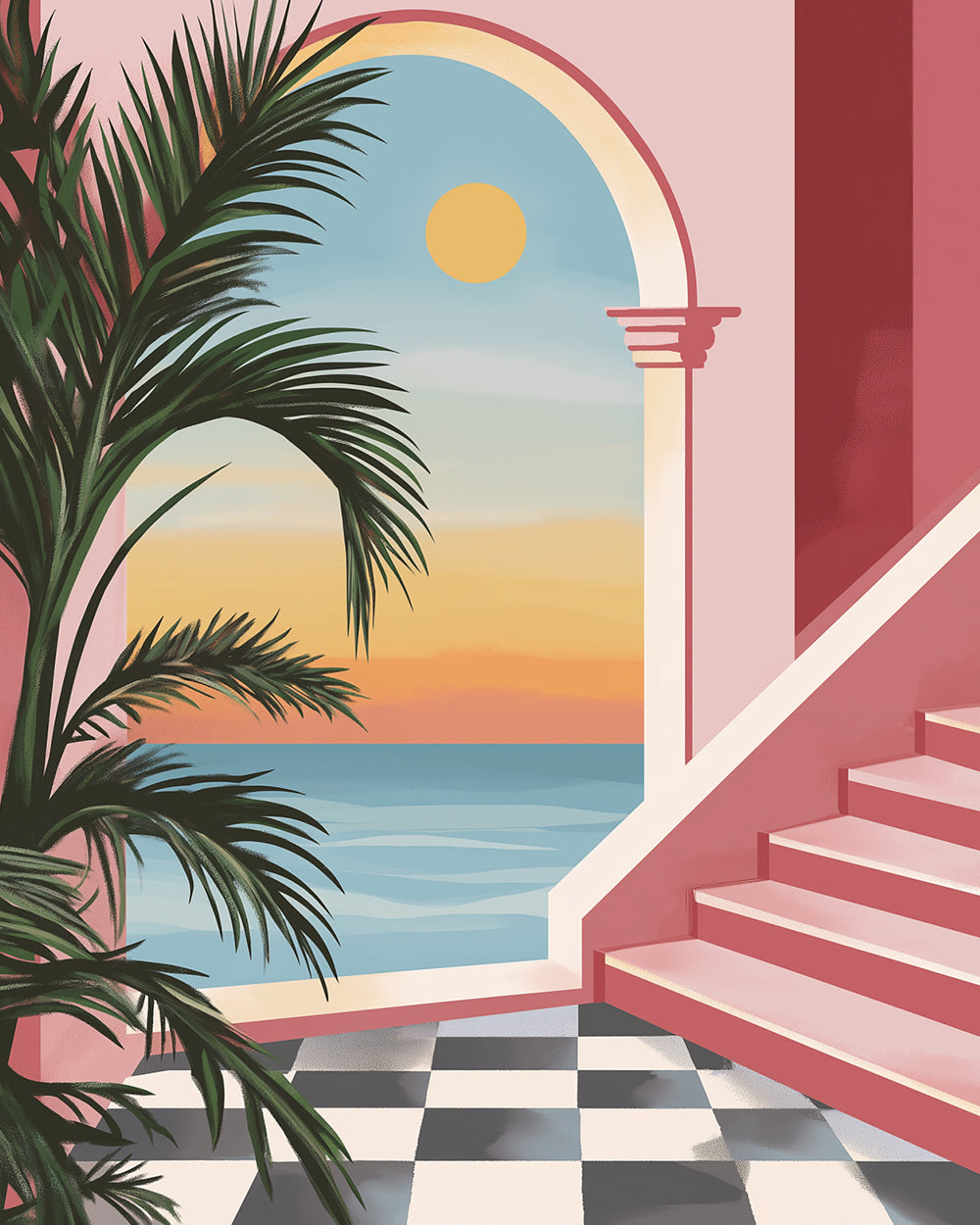 De Zee buiten het Roze Huis Diamond Painting