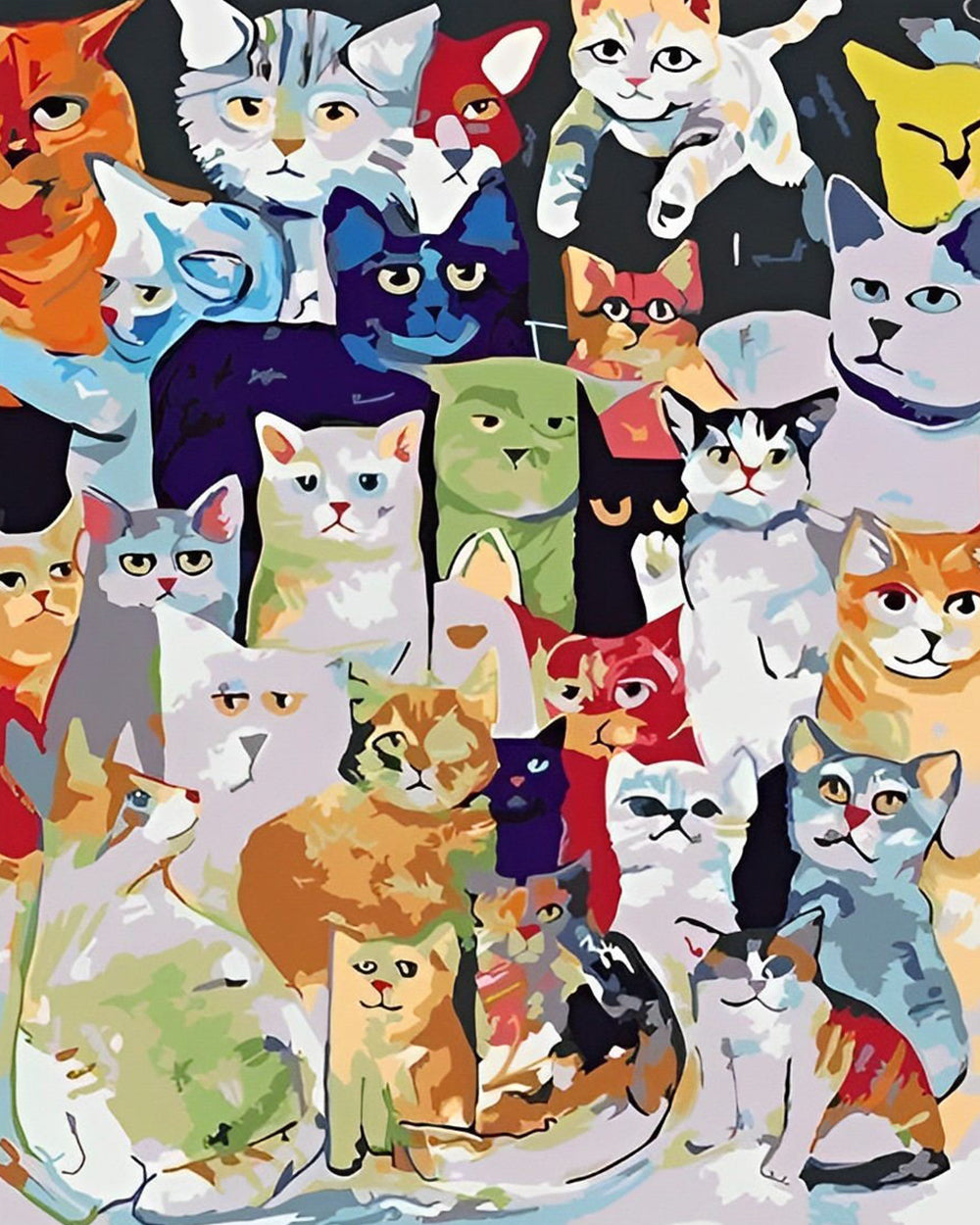 Diverse Cartoon Katten Diamond Painting