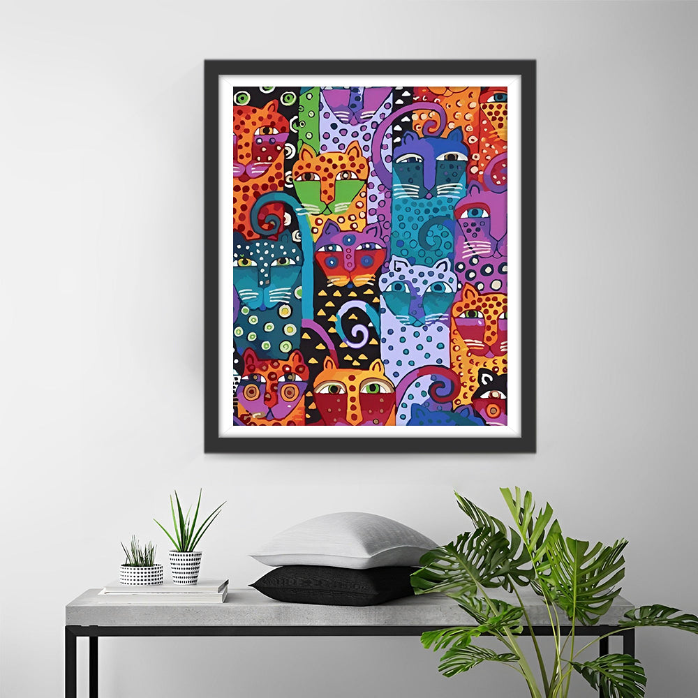 Diverse Kleurrijke Cartoon Katten Diamond Painting