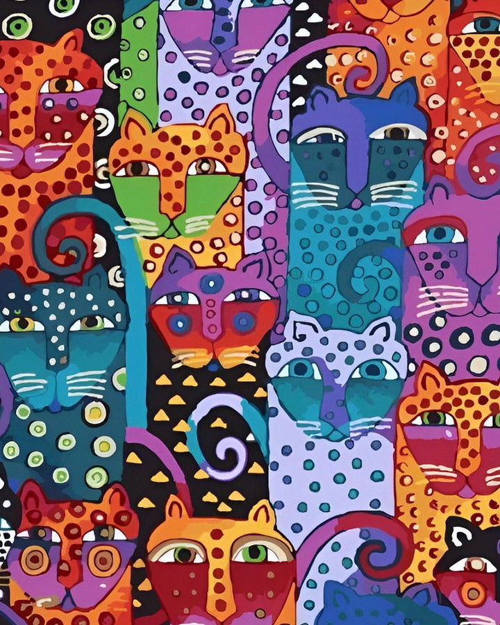 Diverse Kleurrijke Cartoon Katten Diamond Painting