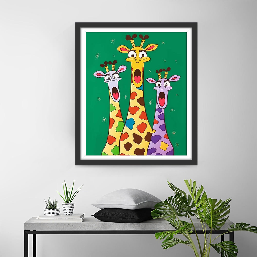Drie Cartoon Giraffen Diamond Painting