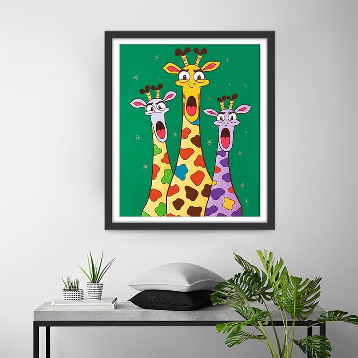 Drie Cartoon Giraffen Diamond Painting