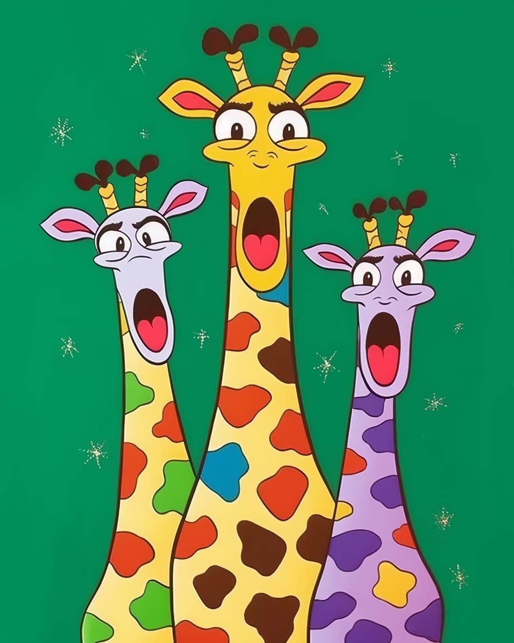 Drie Cartoon Giraffen Diamond Painting