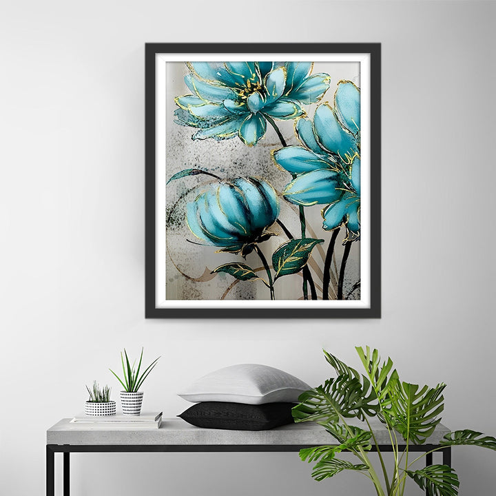 Drie Groene Chrysanten Diamond Painting